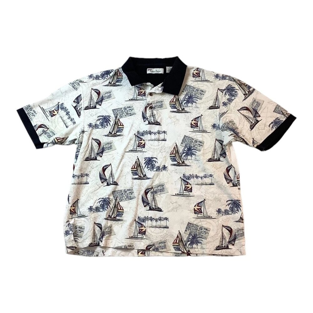 American Summer Clothing Company Sailboats 100% Cotton Polo Shirt Size XL